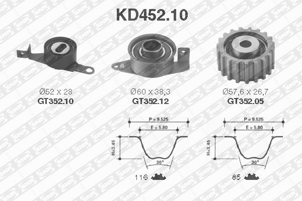 SNR KD452.10 Kit cinghie dentate-Kit cinghie dentate-Ricambi Euro