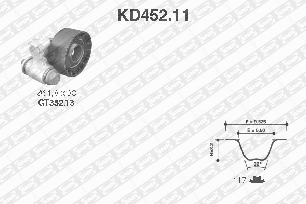 SNR KD452.11 Kit cinghie dentate-Kit cinghie dentate-Ricambi Euro