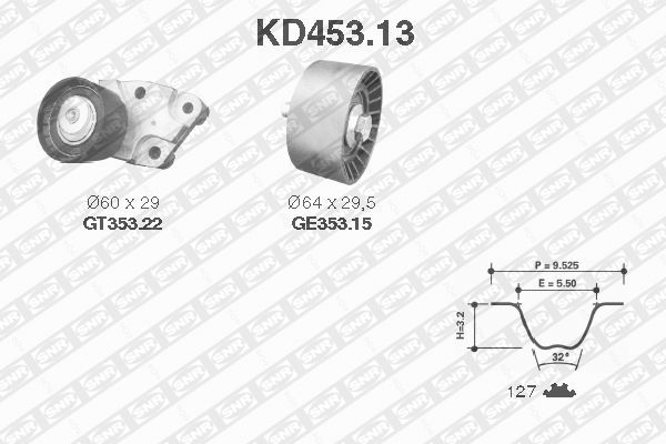 SNR KD453.13 Kit cinghie dentate-Kit cinghie dentate-Ricambi Euro