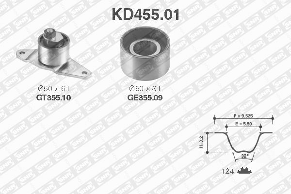 SNR KD455.01 Kit cinghie dentate-Kit cinghie dentate-Ricambi Euro