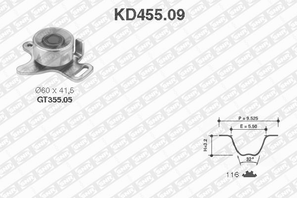 SNR KD455.09 Kit cinghie dentate-Kit cinghie dentate-Ricambi Euro