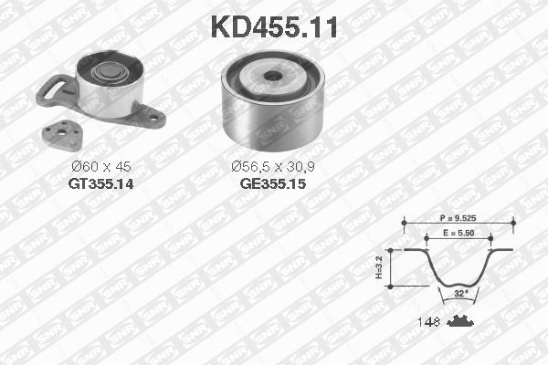SNR KD455.11 Kit cinghie dentate-Kit cinghie dentate-Ricambi Euro