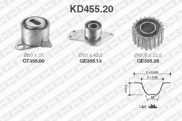 SNR KD455.20 Kit cinghie dentate-Kit cinghie dentate-Ricambi Euro