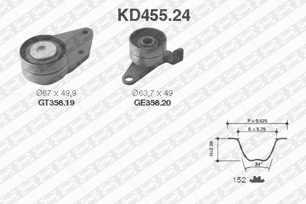 SNR KD455.24 Kit cinghie dentate-Kit cinghie dentate-Ricambi Euro