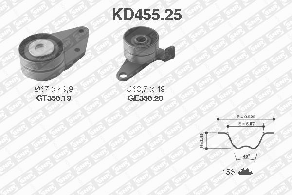 SNR KD455.25 Kit cinghie dentate-Kit cinghie dentate-Ricambi Euro
