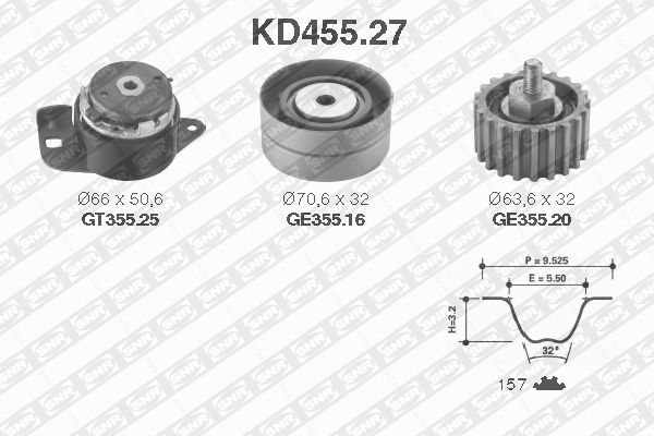 SNR KD455.27 Kit cinghie dentate-Kit cinghie dentate-Ricambi Euro