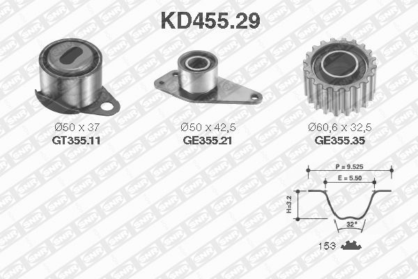SNR KD455.29 Kit cinghie dentate-Kit cinghie dentate-Ricambi Euro