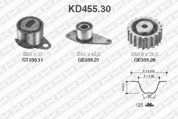SNR KD455.30 Kit cinghie dentate-Kit cinghie dentate-Ricambi Euro