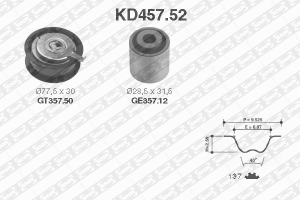 SNR KD457.52 Kit cinghie dentate-Kit cinghie dentate-Ricambi Euro