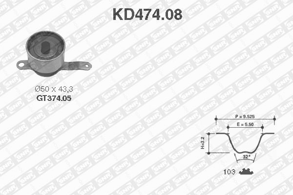 SNR KD474.08 Kit cinghie dentate-Kit cinghie dentate-Ricambi Euro