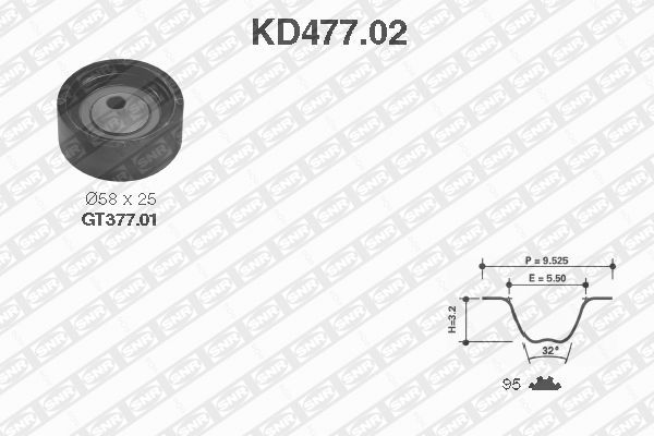 SNR KD477.02 Kit cinghie dentate-Kit cinghie dentate-Ricambi Euro