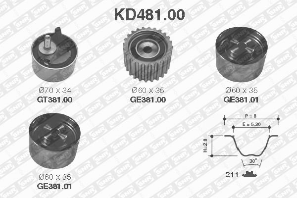 SNR KD481.00 Kit cinghie dentate-Kit cinghie dentate-Ricambi Euro