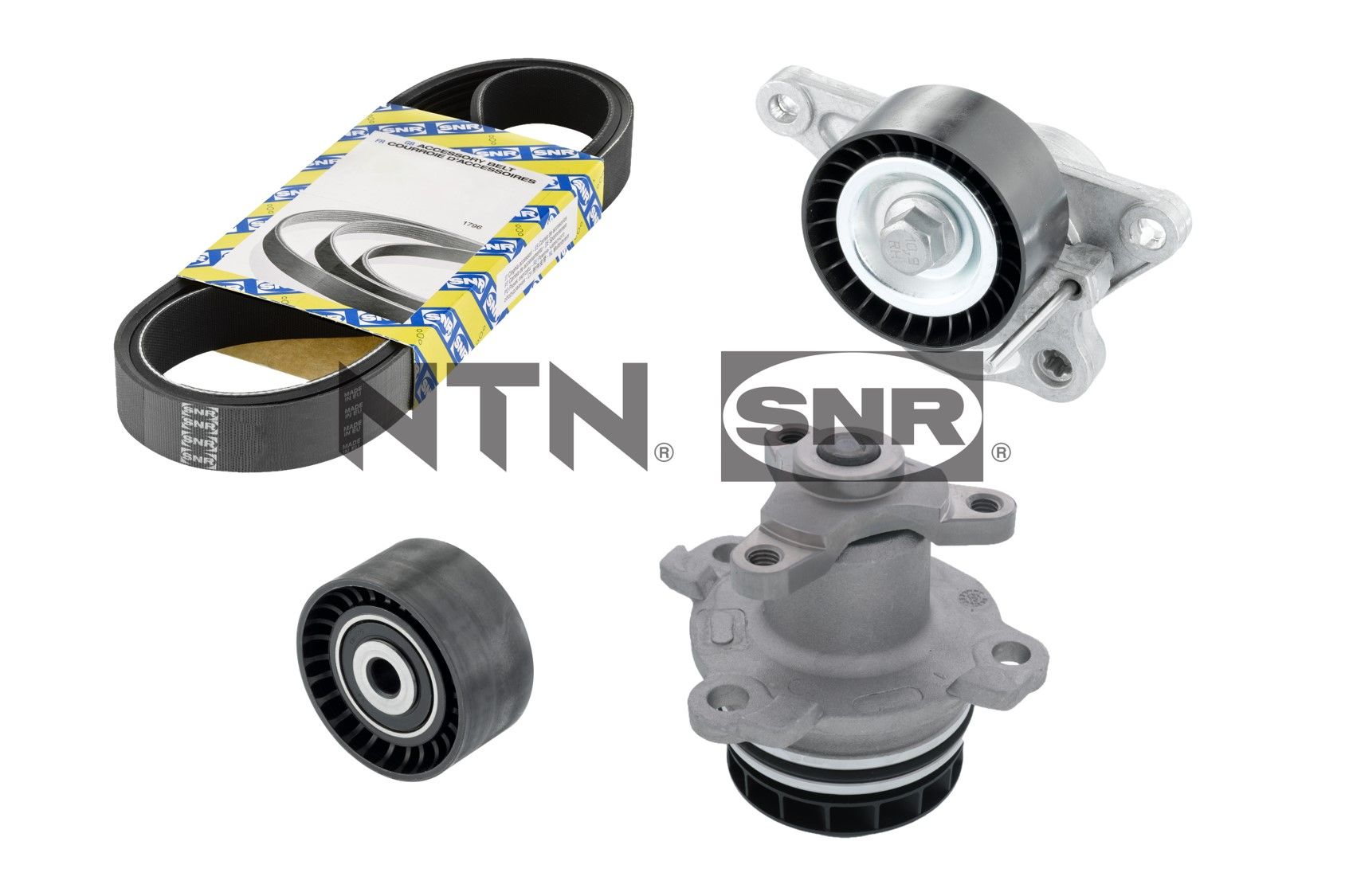 SNR KAP855.240 Water Pump + V-Ribbed Belt Kit for NISSAN RENAULT SEAT