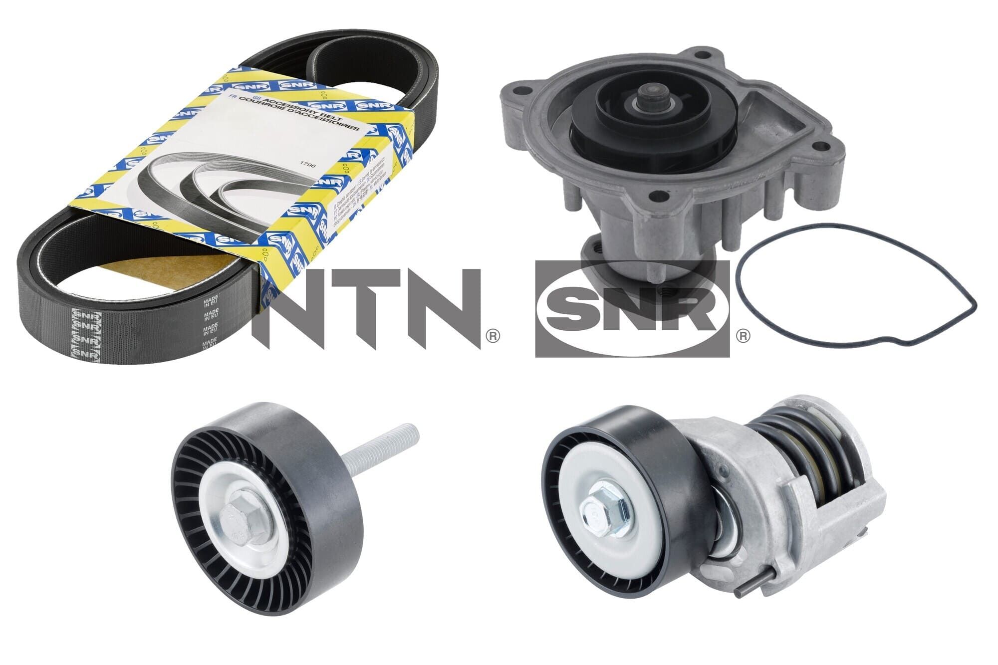 SNR KAP857.140 Water Pump + V-Ribbed Belt Kit for AUDI SEAT SKODA VW