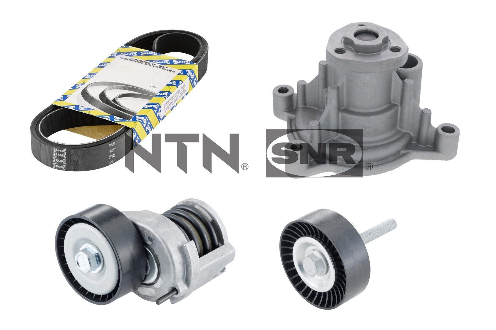 SNR KAP857.141 Water Pump + V-Ribbed Belt Kit for AUDI PROTON SEAT SKODA VW
