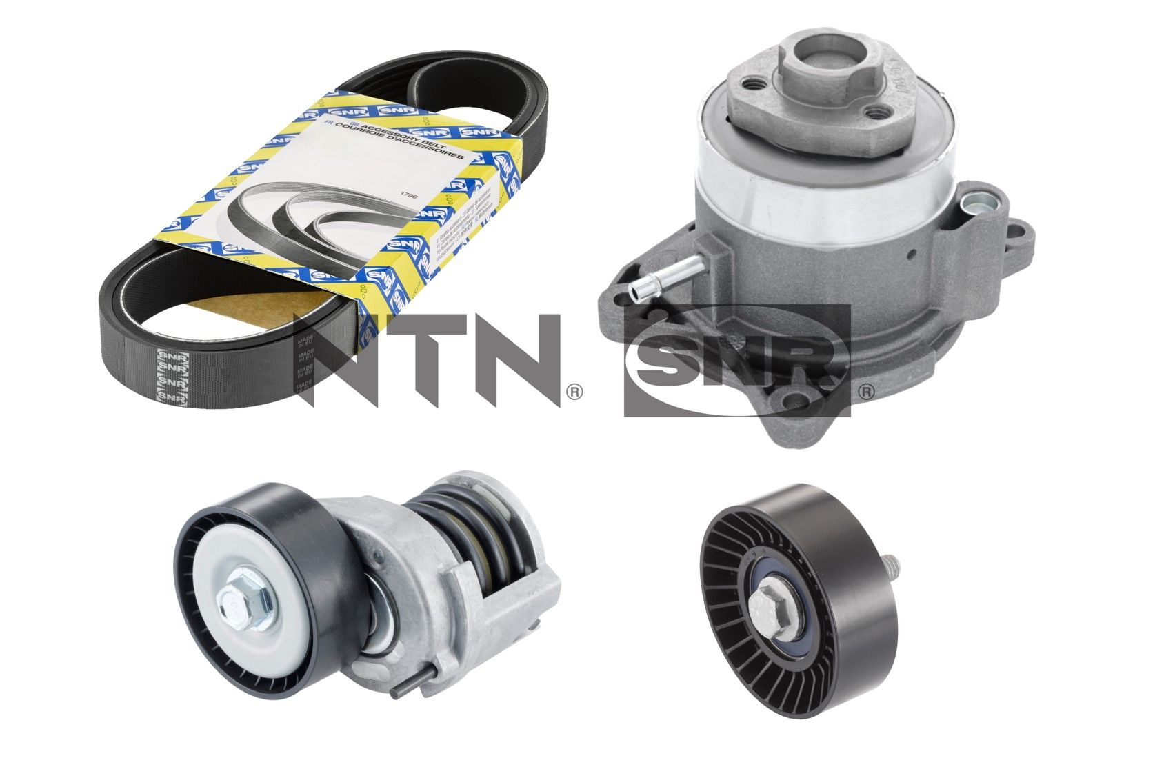 SNR KAP857.500 Water Pump + V-Ribbed Belt Kit for AUDI SEAT SKODA VW