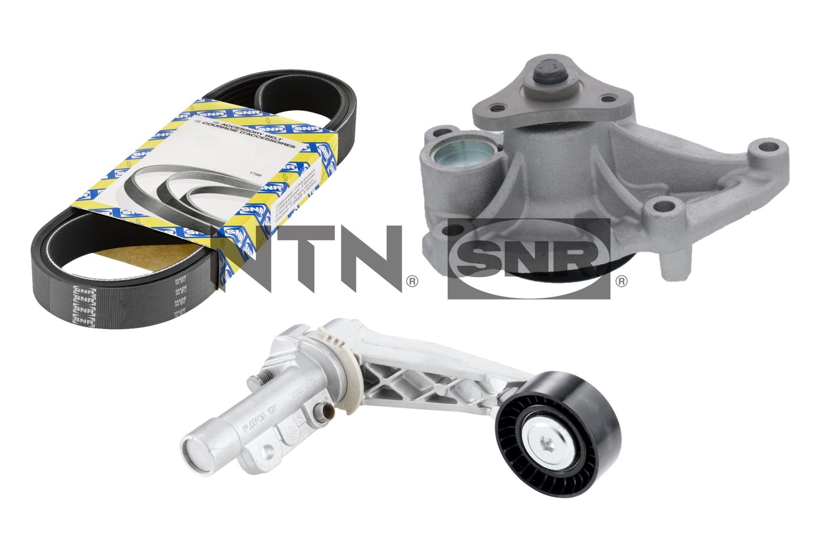 SNR KAP859.400 Water Pump + V-Ribbed Belt Kit for BMW CITROËN DS MINI OPEL PEUGEOT