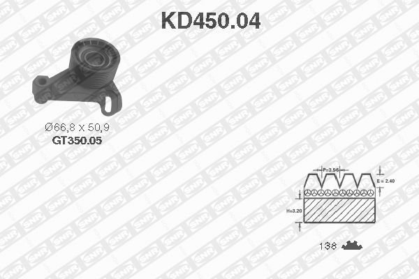 SNR KD450.04 Σετ οδοντωτού ιμάντα for BMW