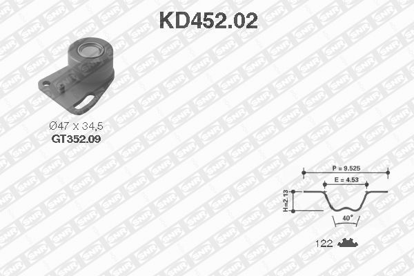 SNR KD452.02 Σετ οδοντωτού ιμάντα for FORD