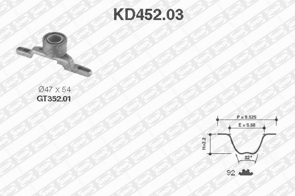 SNR KD452.03 Σετ οδοντωτού ιμάντα for FORD