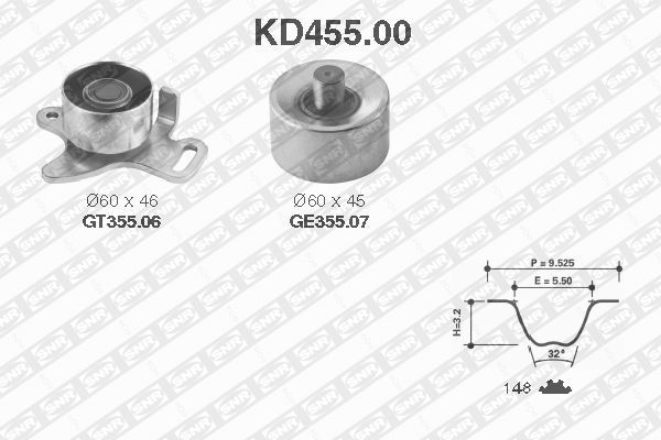 SNR KD455.00 Σετ οδοντωτού ιμάντα
