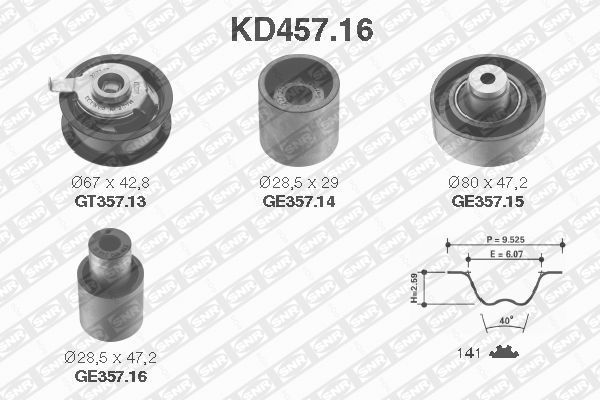 SNR KD457.16 Sada ozubeného remeňa