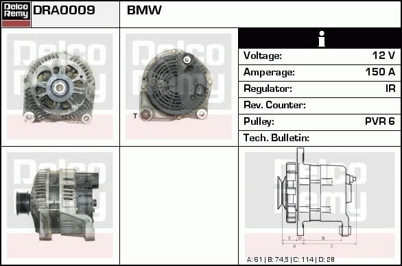 DELCO REMY DRA0009 Alternator