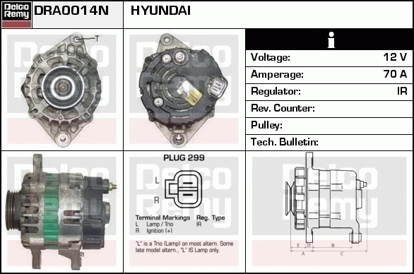 DELCO REMY DRA0014N Alternator