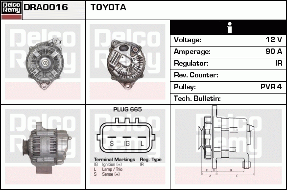 DELCO REMY DRA0016 Alternator