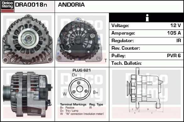 DELCO REMY DRA0018N Alternator