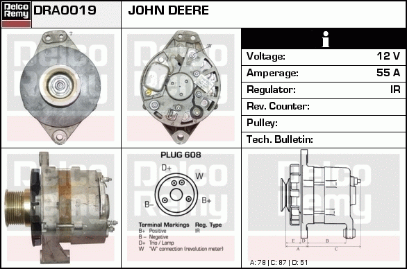 DELCO REMY DRA0019 Alternator