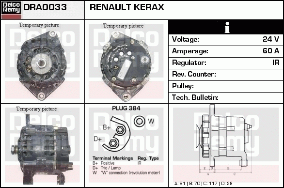 DELCO REMY DRA0033 Alternator