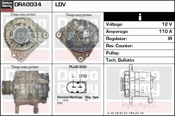 DELCO REMY DRA0034 Alternator