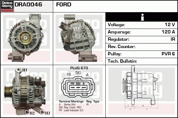 DELCO REMY DRA0046 Alternator