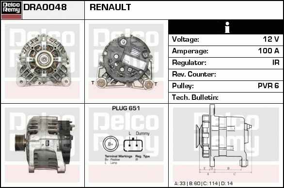DELCO REMY DRA0048 Alternator