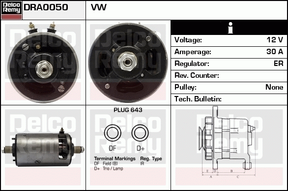 DELCO REMY DRA0050 Alternator