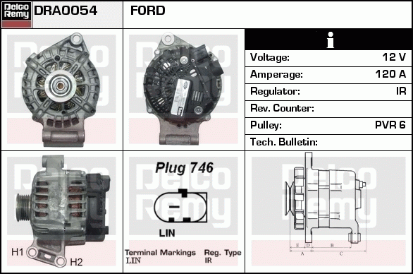 DELCO REMY DRA0054 Alternator