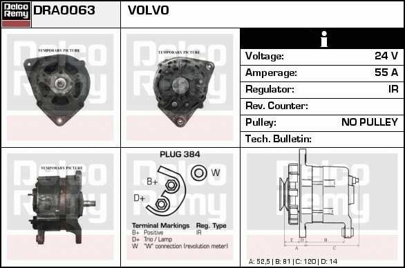 DELCO REMY DRA0063 Alternator