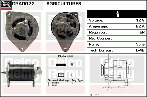 DELCO REMY DRA0072 Alternator