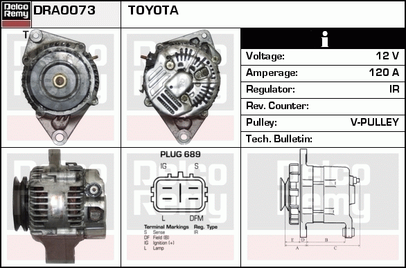 DELCO REMY DRA0073 Alternator