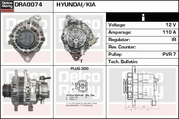 DELCO REMY DRA0074 Alternator