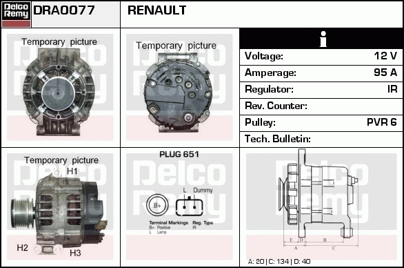 DELCO REMY DRA0077 Alternator