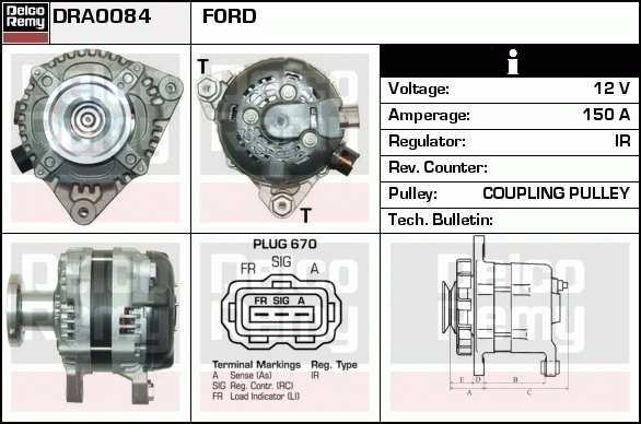 DELCO REMY DRA0084 Alternator