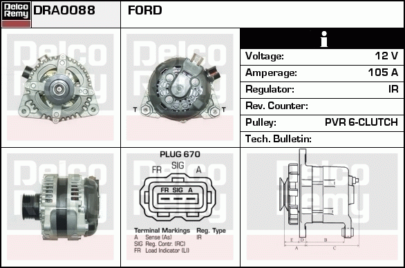 DELCO REMY DRA0088 Alternator