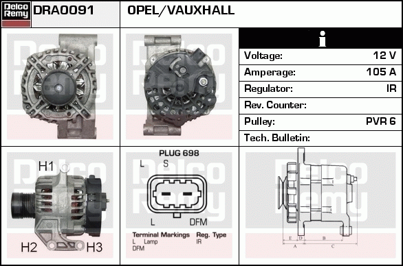 DELCO REMY DRA0091 Alternator