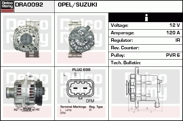 DELCO REMY DRA0092 Alternator