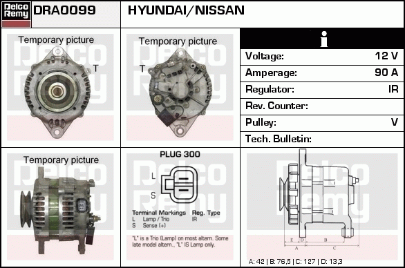 DELCO REMY DRA0099 Alternator