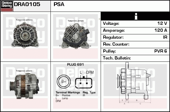 DELCO REMY DRA0105 Alternator