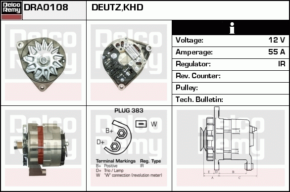 DELCO REMY DRA0108 Alternator