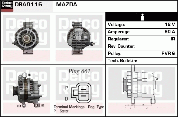 DELCO REMY DRA0116 Alternator